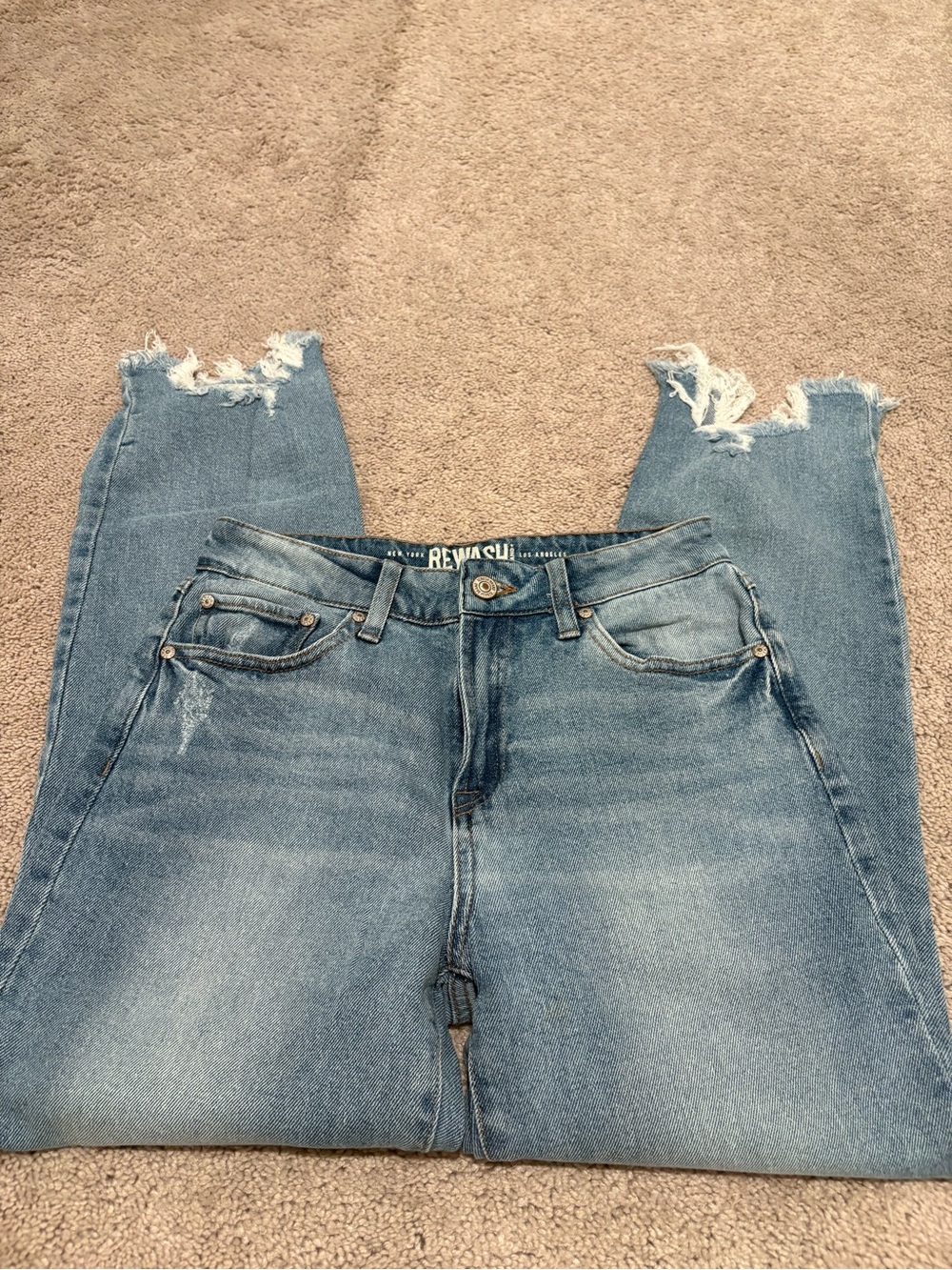 Rewash Light Blue Distressed Ankle Crop Jeans